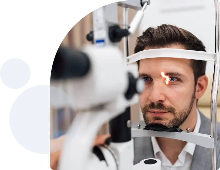 Man getting eye treatments